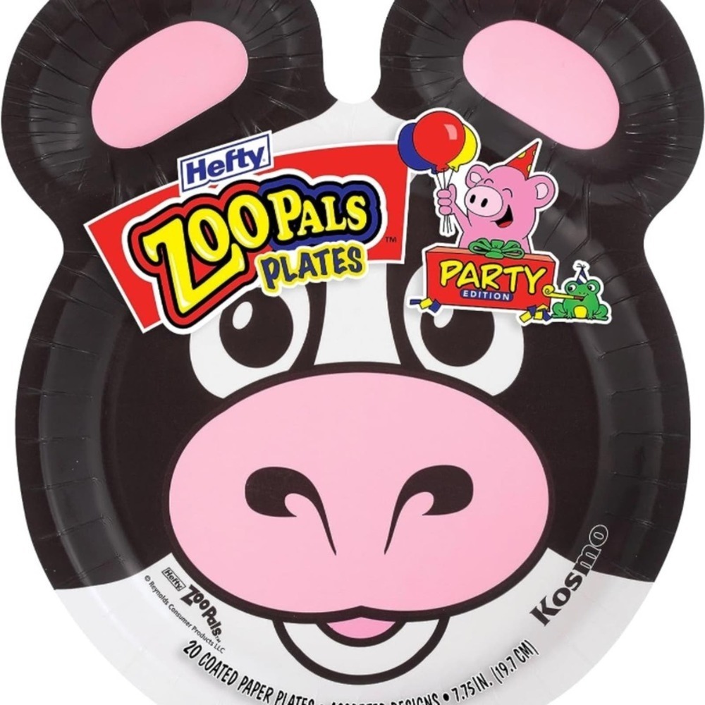 Hefty Zoo Pals Party Edition Paper Plates for Kids, Assorted Animal‎ Designs,